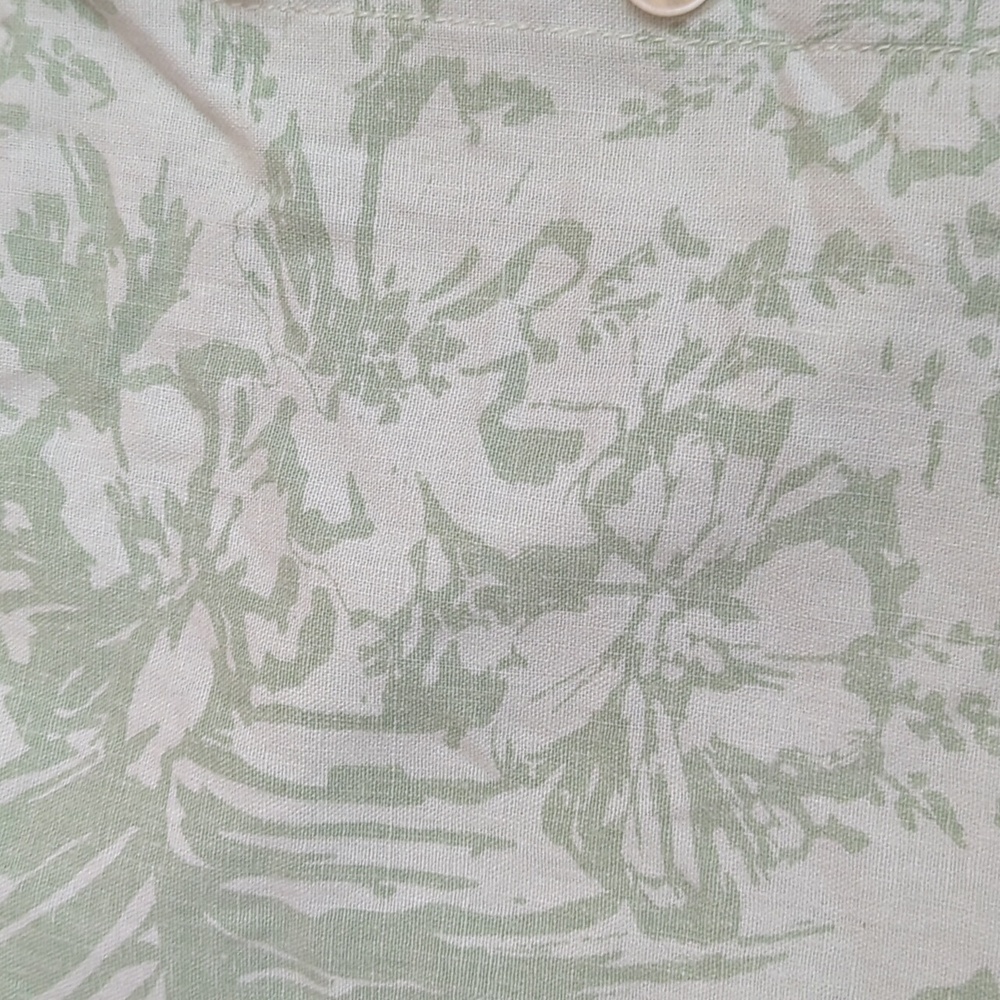 Linen Blend Green Floral Short Sleeve Shirt - Picture 4 of 9